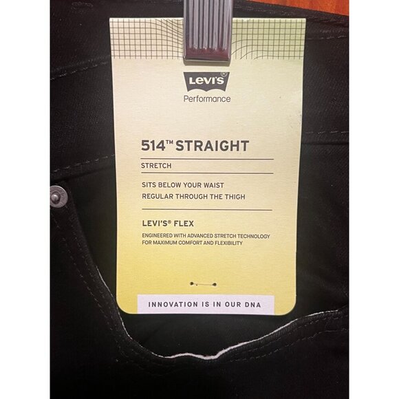 Levis Men's 514 Straight Fit Levis Flex Jeans 38x32 Black Denim - Picture 5 of 9